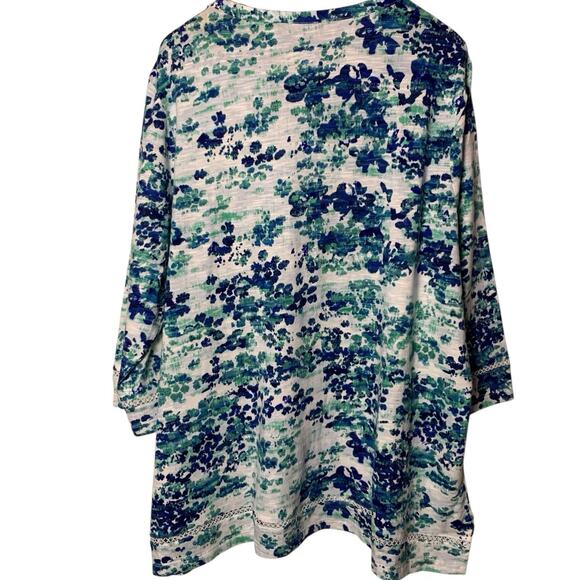 Chico's Top Women's Size 4 (2x) Vintage Texture Notch Neck Tunic 3/4 Sleeve NWT - Picture 2 of 7